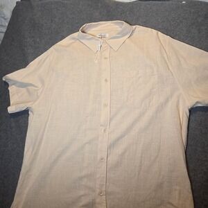 JEKAOYI Men's XL Beige Solid Short Sleeve Button-Up Shirt #71